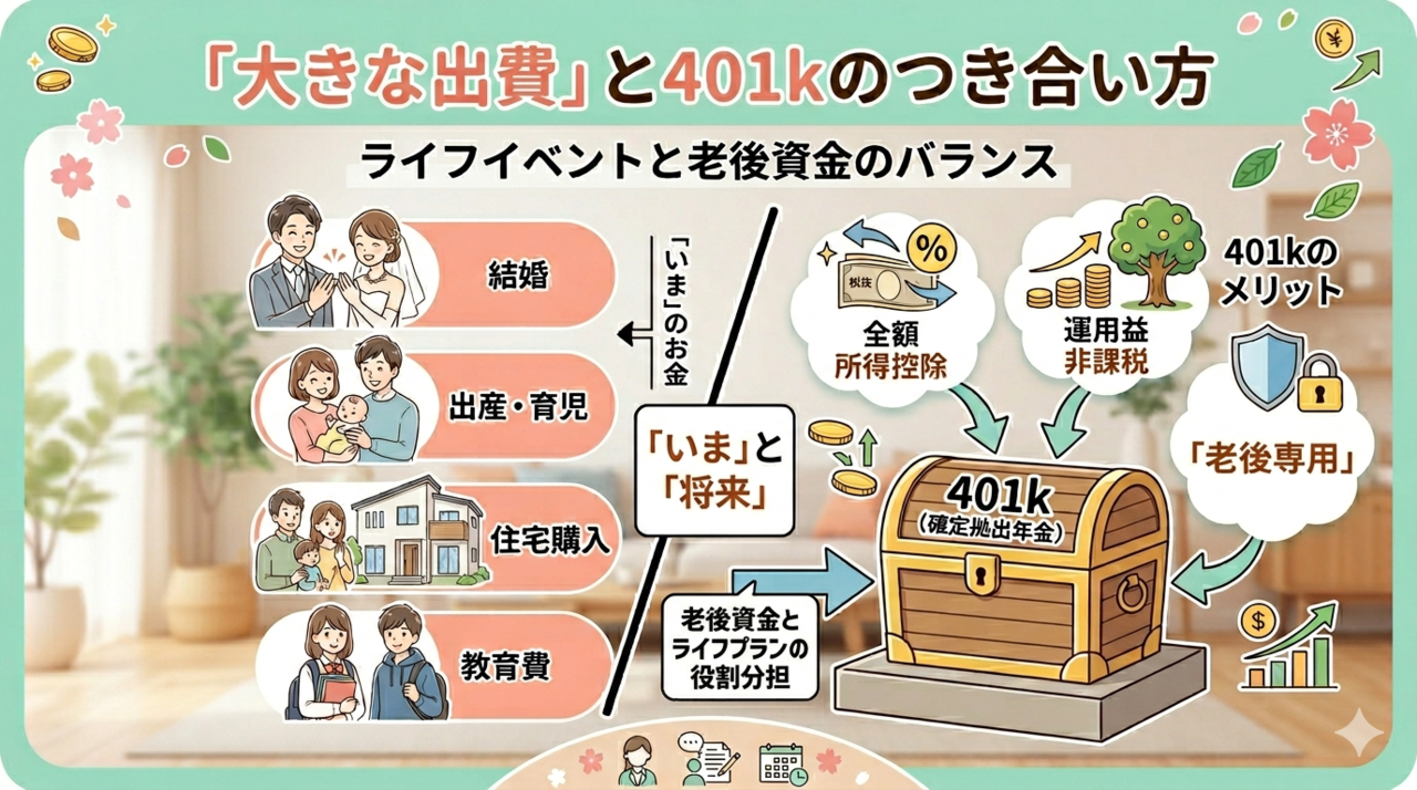 結婚・子育て・住宅購入—— 「大きな出費」が来ても、401kは続けていいの？